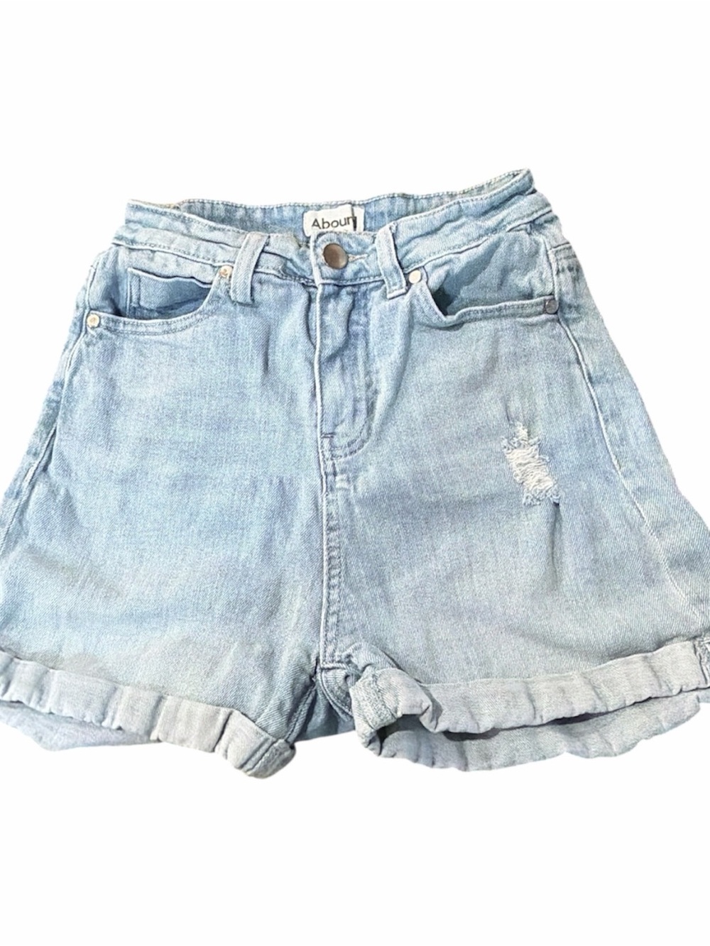 Abound High Rise Denim Shorts Light Wash Distressed Cuffed Size 25